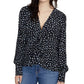 Sanctuary Women's Ella Print Tie Front Blouse Black Size X-Small