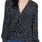 Sanctuary Women's Ella Print Tie Front Blouse Black Size X-Small