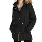 Celebrity Pink Juniors' Faux-Fur Trim Hooded Parka Coat Black Size X-Small