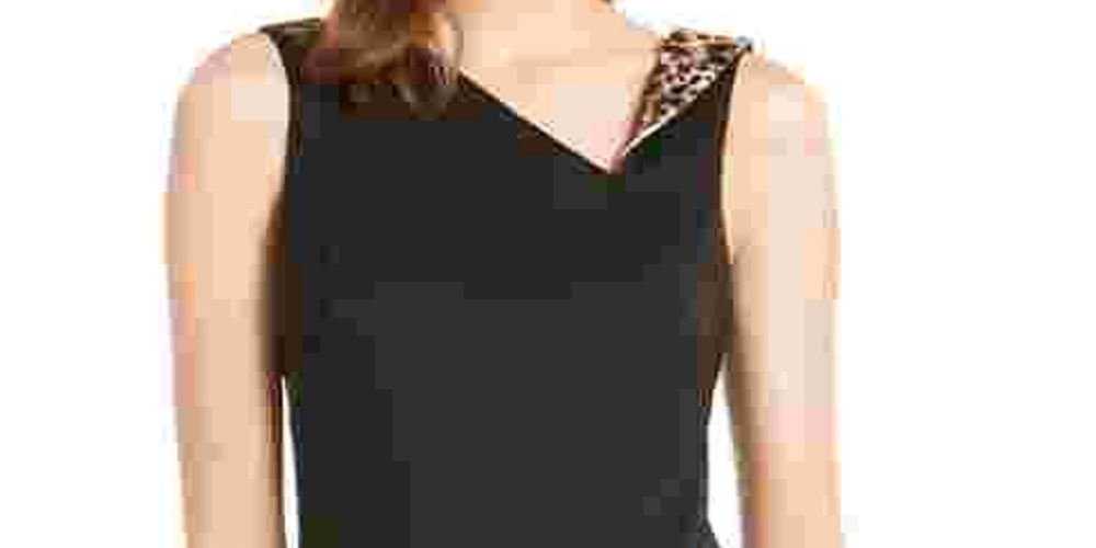 Calvin Klein Women's Animal-Trim Dress Black Size 8