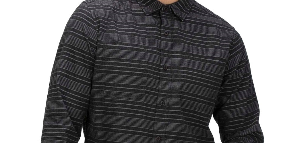 Hurley Men's Armstrong Stretch Classic-Fit Yarn-Dyed Stripe Shirt Charcoal Size XX-Large