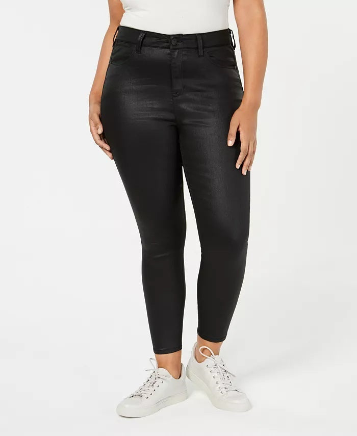 Celebrity Pink Women's Plus Denim Coated Skinny Jeans Black Size Petite Small