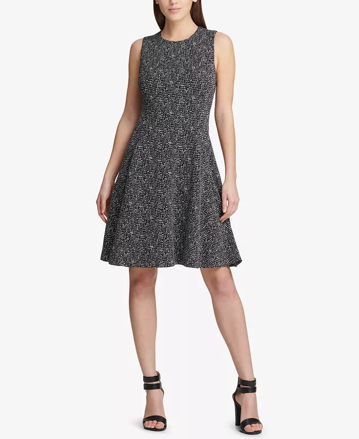 DKNY Women's Tweed Fit & Flare Dress Black Size 2