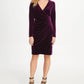 DKNY Women's Velvet Side Ruche Sheath Dress Purple Size 14