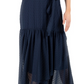 Donna Ricco Women's Tie Belted Chiffon High-Low Maxi Dress Navy Size 14