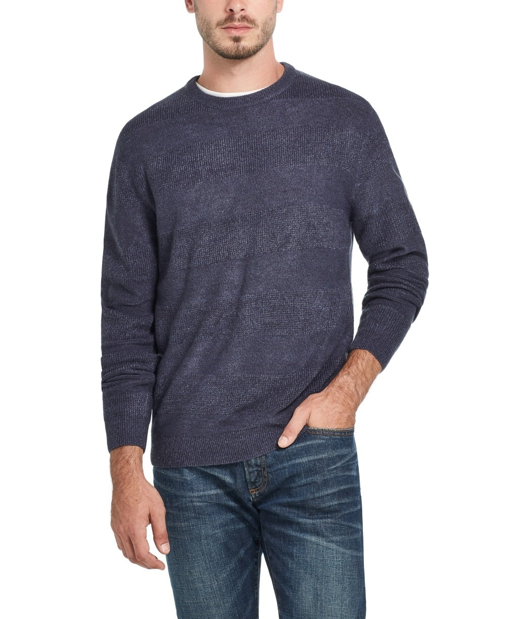 Weatherproof Vintage Men's Heathered Striped Crewneck Sweater Blue Size Medium