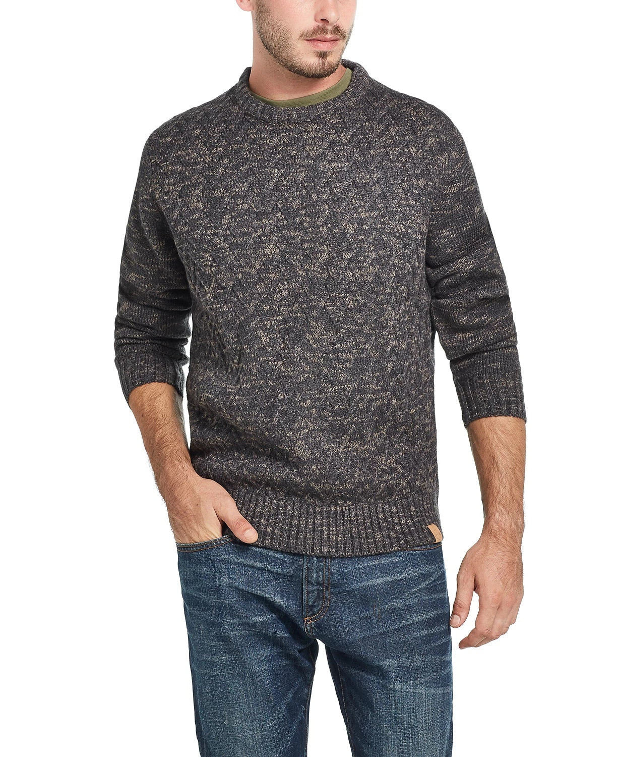 Weatherproof Vintage Men's Cross Stitch Sweater Beige Size X-Large