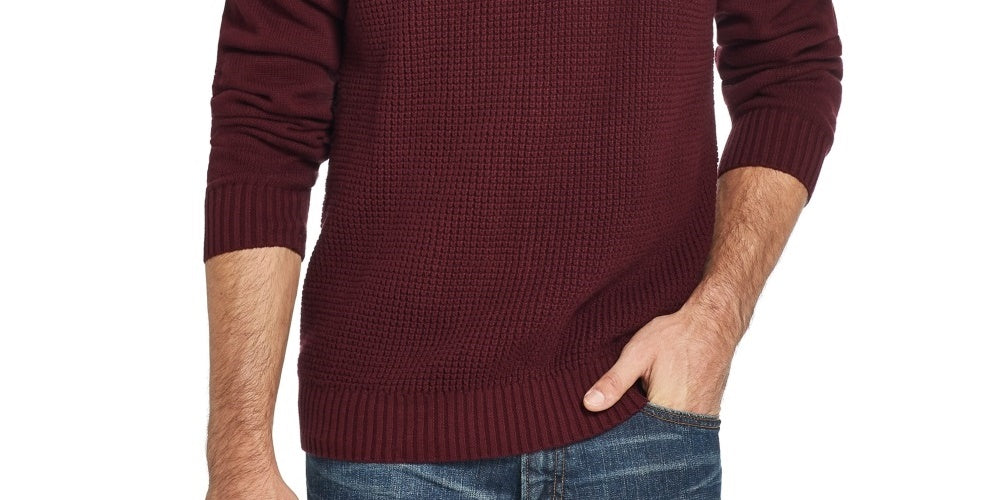 Weatherproof Vintage Men's Sweater 1/2 Zip Waffle Knit Pullover Red Size XX-Large