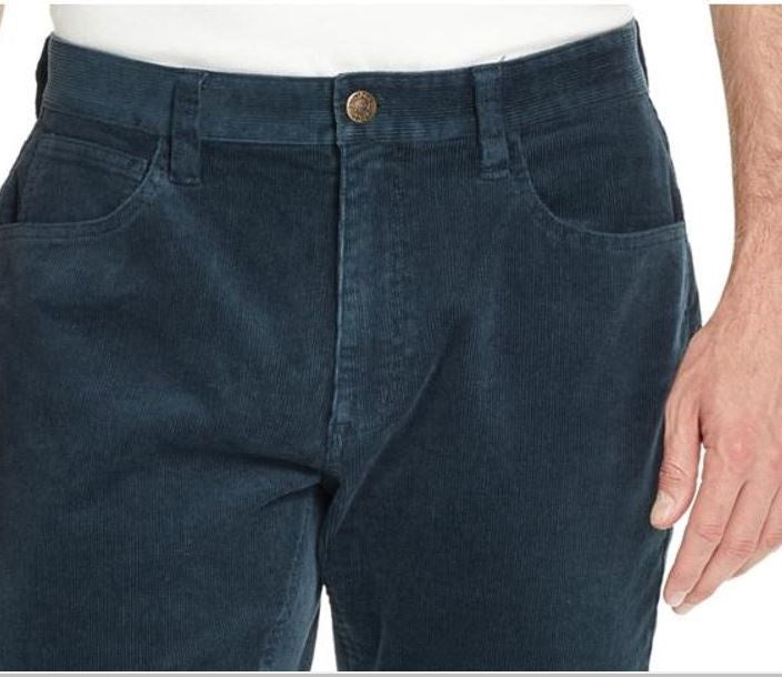 Weatherproof Men's Ribbed 5 Pocket Corduroy Pants Blue Size 34X34