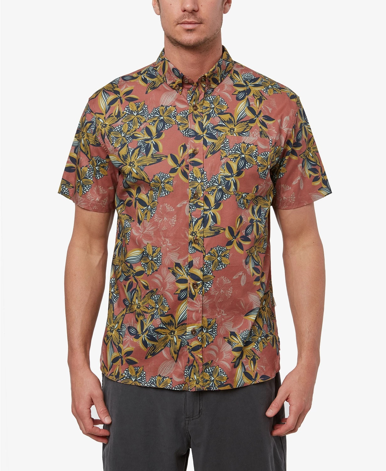 Jack O'Neill Men's Hawaiian Dreams Short Sleeve Shirt Brown Size XX-Large
