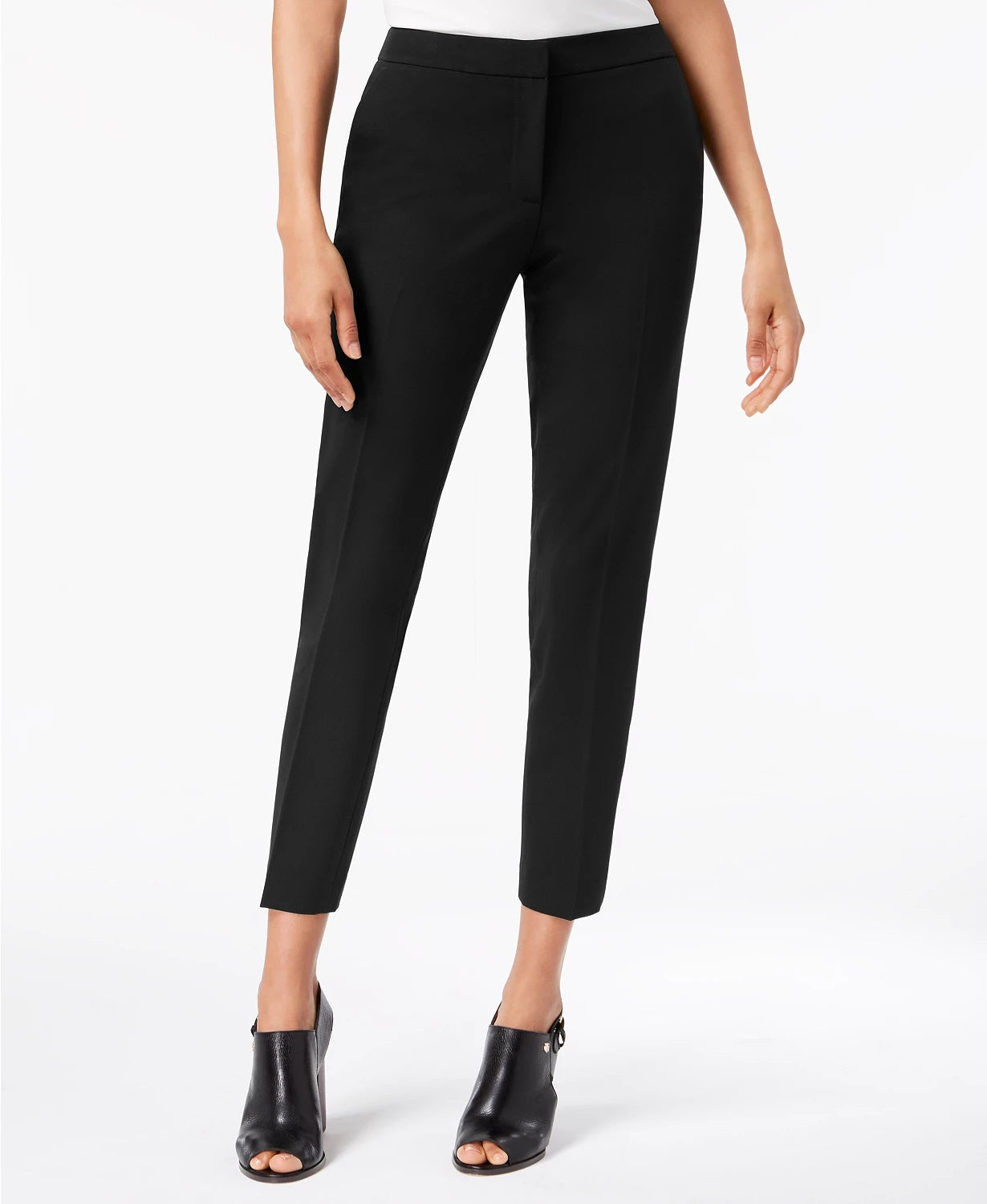 Tommy Hilfiger Women's Twill Slim-Leg Ankle Dress Pants Black Size 6