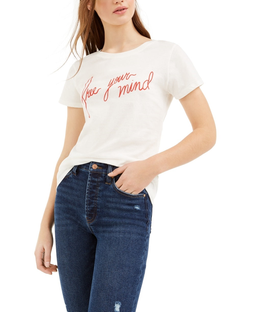 Love Tribe Junior's Free Your Mind Graphic T-Shirt White Size Small