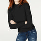 Hooked Up By Iot Junior's Rib Knit Mock Turtleneck Sweater Black Size Large