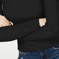 Hooked Up By Iot Junior's Rib Knit Mock Turtleneck Sweater Black Size Large
