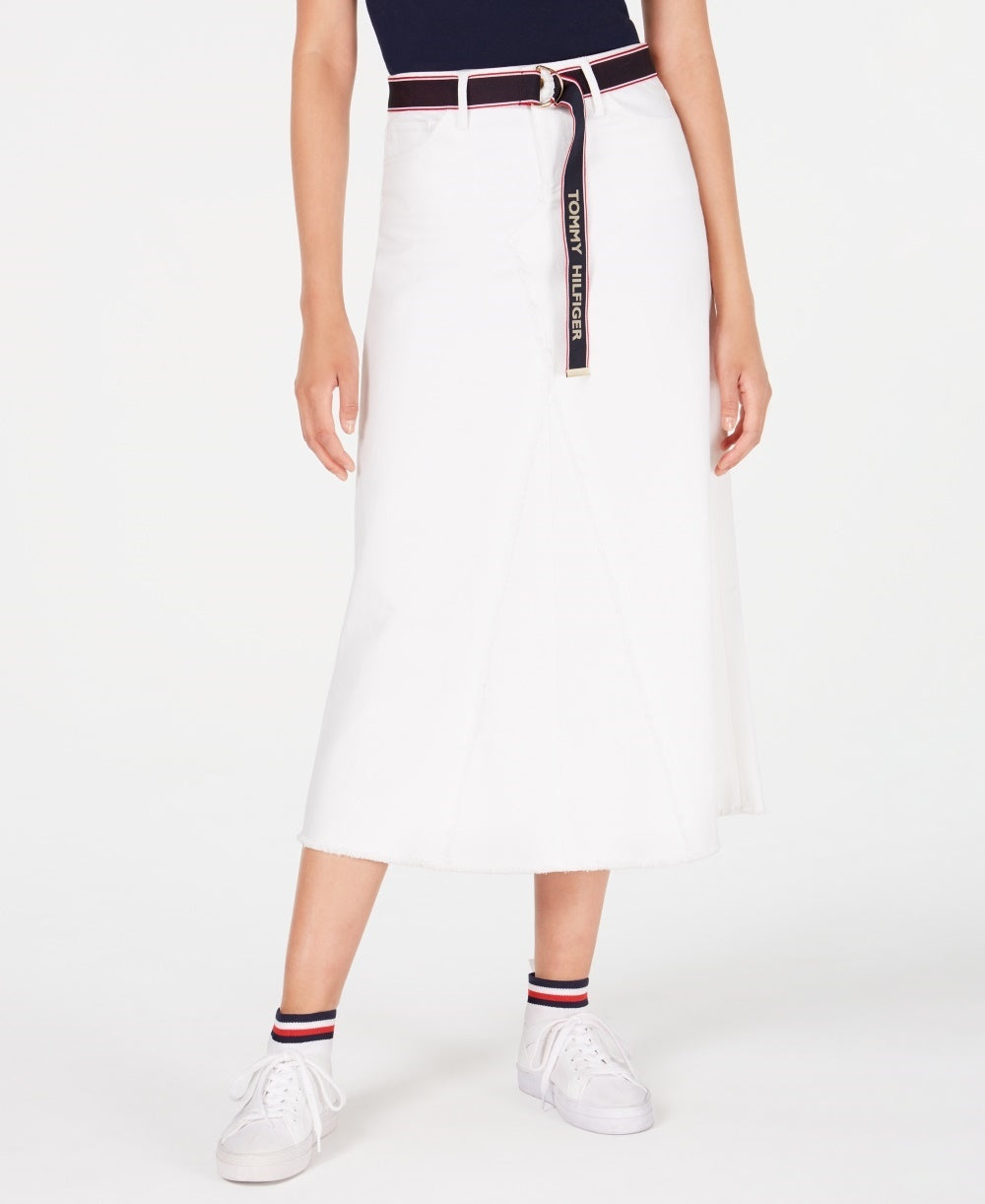 Tommy Hilfiger Denim Women's Midi Skirt White Size 2