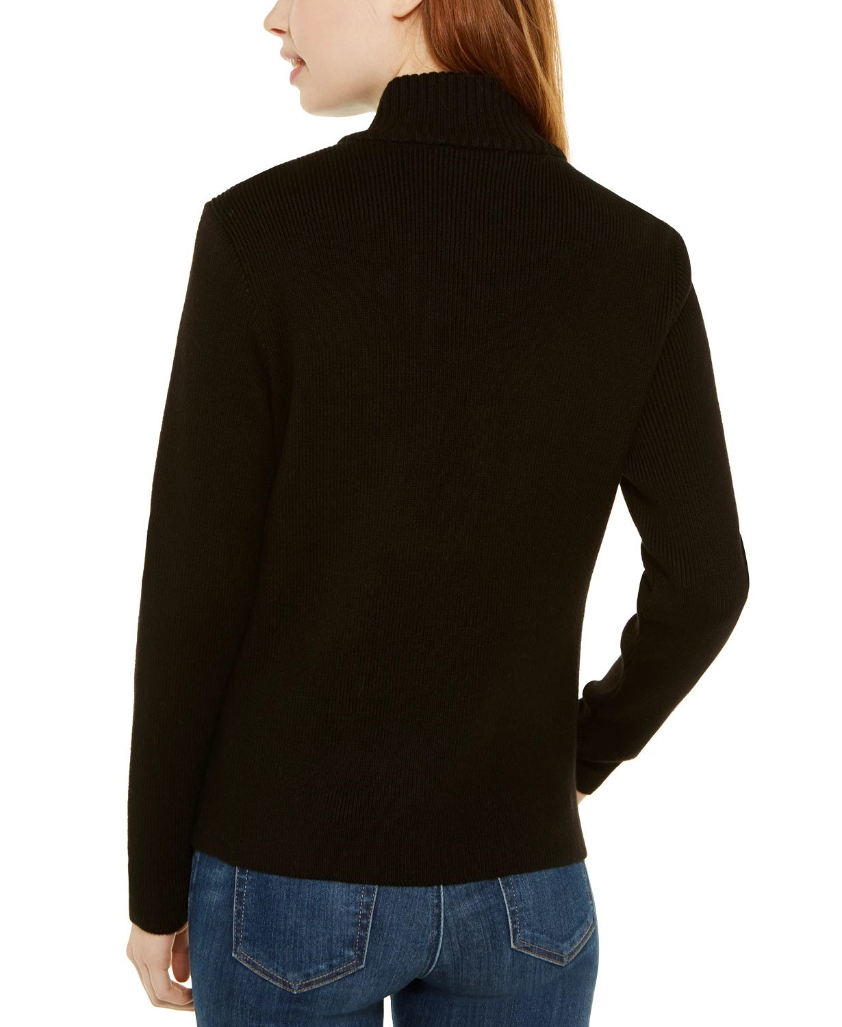 Tommy Hilfiger Women's Puffer-Front Sweater Jacket Black Size Small