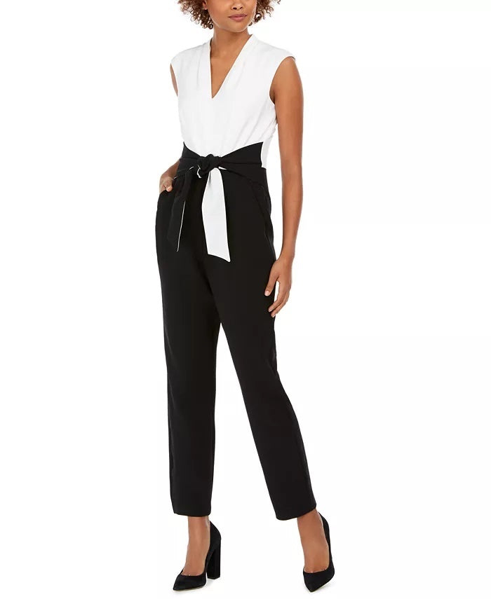 Jessica Howard Women's Colorblocked Jumpsuit Gray Size 16