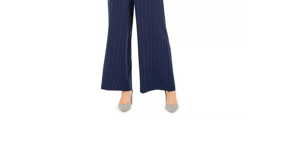 Julia Jordan Women's Pinstriped Jumpsuit Blue Size 14