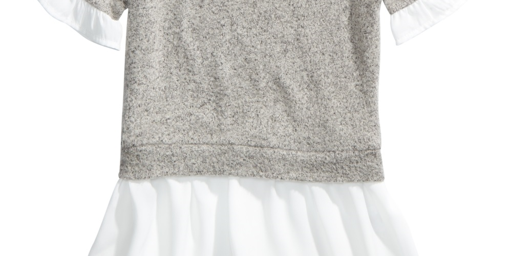 Monteau Big Girl's Embellished Layered Look Top Grey Size X-Large