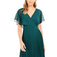 Kensie Women's Chiffon Pleated Dress Green Size 0
