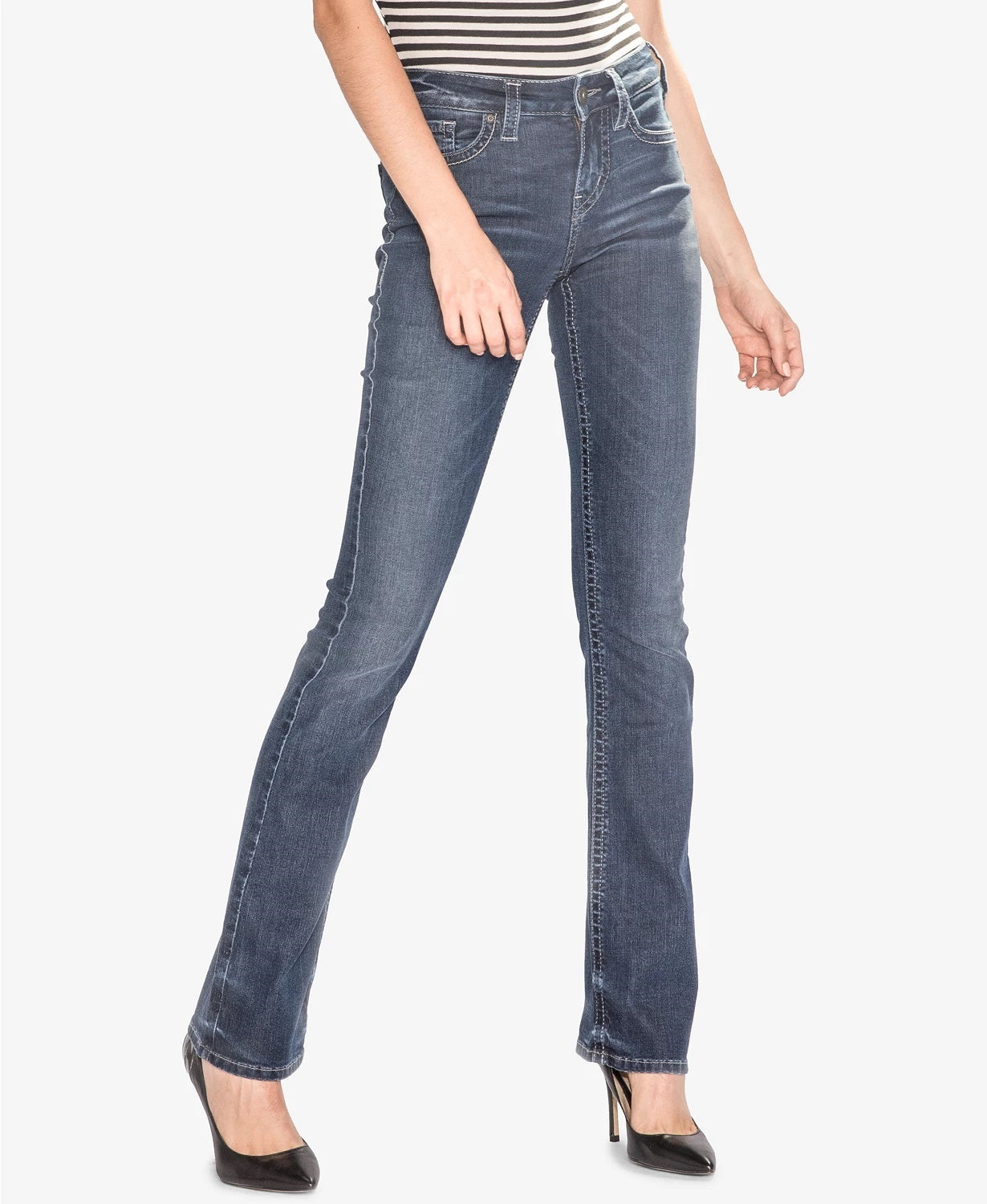 Silver Jeans Co Women's Slim Bootcut Jeans -Dark Blue Size 27x31