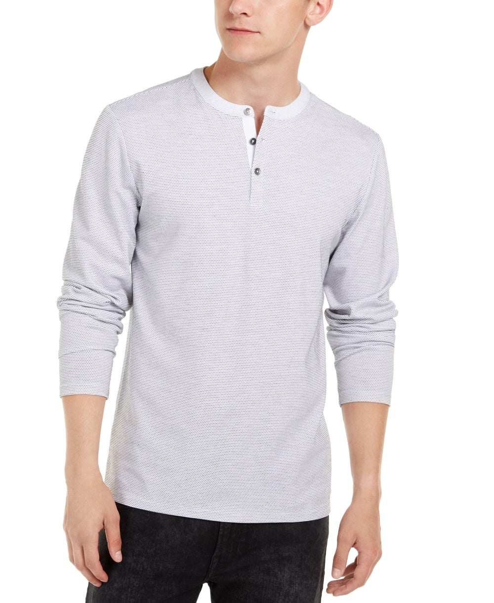 Guess Men's Dotted Henley White Size XX-Large