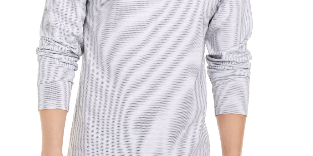 Guess Men's Dotted Henley White Size XX-Large