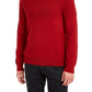 Guess Men's Herringbone Sweater With Faux Leather Piecing Red Size Large