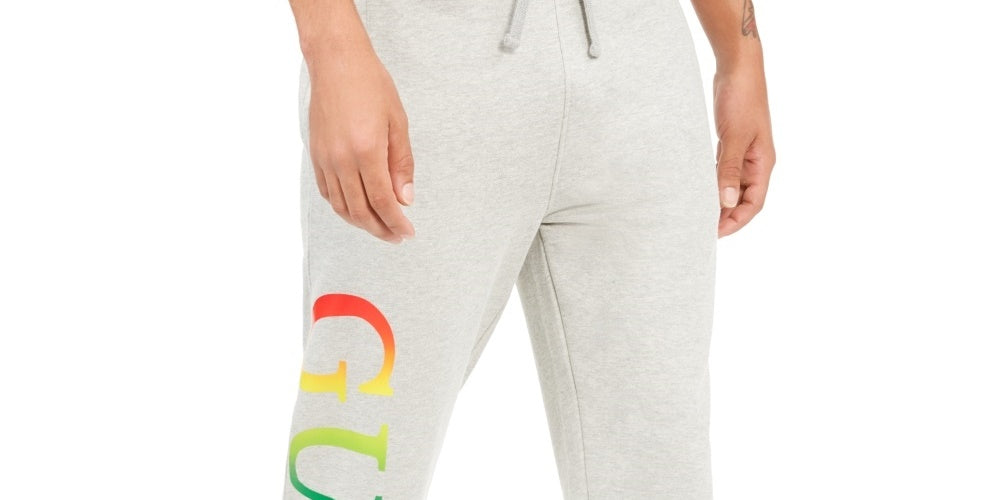 Guess Men's Arthur Cotton Logo Track & Sweat Pants Gray Size Large