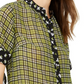 Michael Kors Women's Plaid Jewel Neck Long Sleeve Casual Top Green Size X-Large