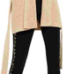 Michael Kors Women's Beige Faux Fur Tie Solid Long Sleeve Open Cardigan T-Shirt Sweater Beige Khaki Size X-Large