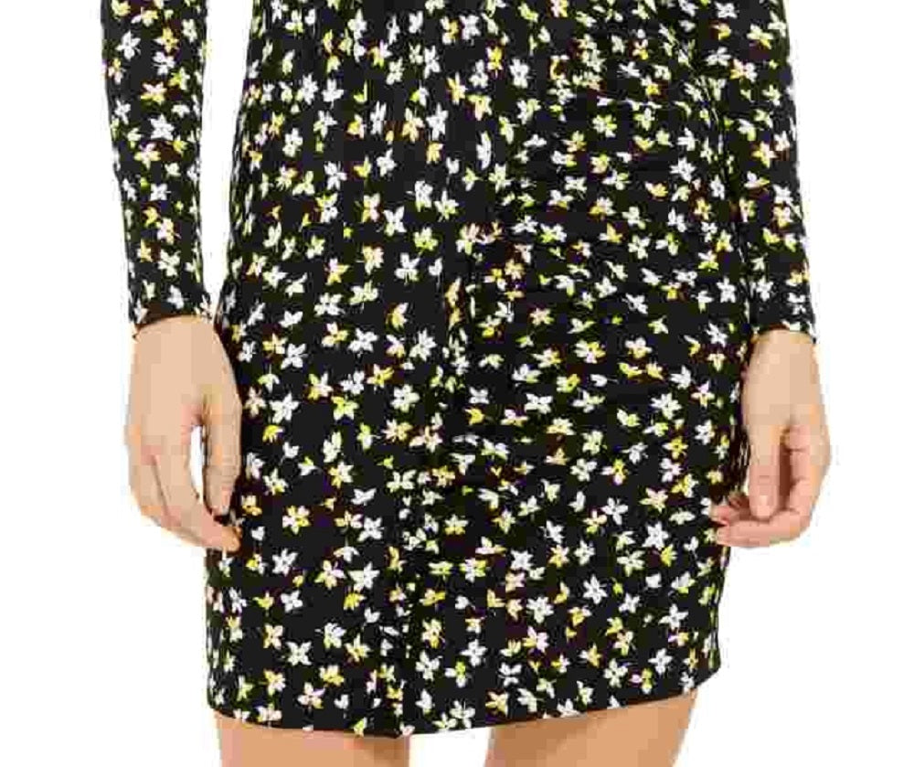 Michael Kors Women's Yellow Ruffled Floral Long Sleeve Yellow Size X-Large