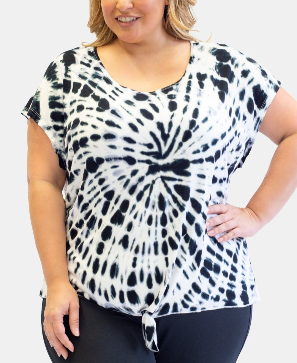 Nanette Lepore Women's Plus Tie Dyed T-Shirt Black Size 2X
