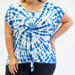 Nanette Lepore Women's Play Plus Tie Dyed T-Shirt Blue Size 2X