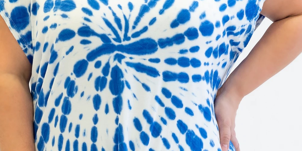 Nanette Lepore Women's Play Plus Tie Dyed T-Shirt Blue Size 2X