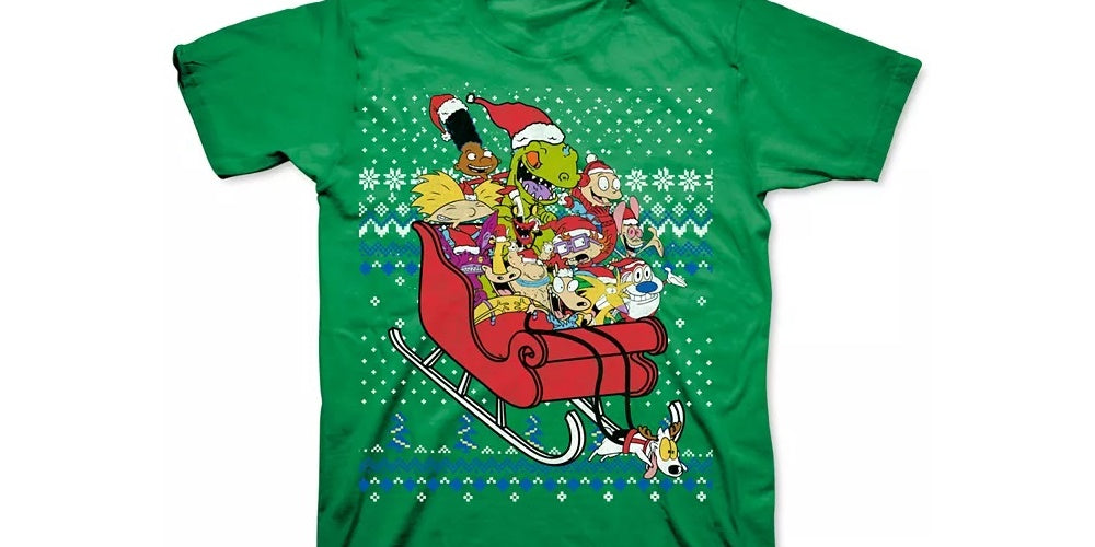 Freeze 24-7 Nickelodeon Christmas Men's T-Shirt Green Size Medium