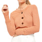 Free People Women's Brown Long Sleeve Jewel Neck Top Pink Size Medium
