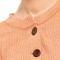Free People Women's Brown Long Sleeve Jewel Neck Top Pink Size Medium