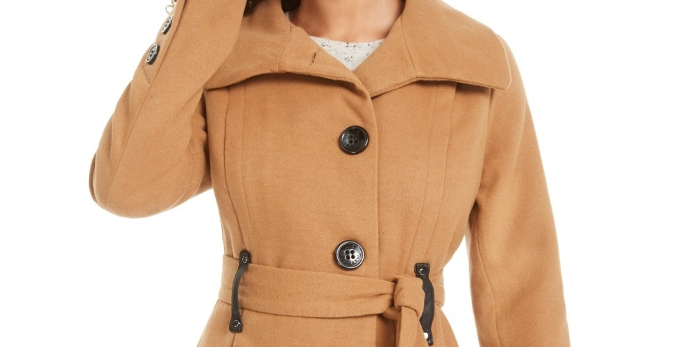 Madden Girl Juniors' Belted Skirted Coat Dark Brown Size XX-Large
