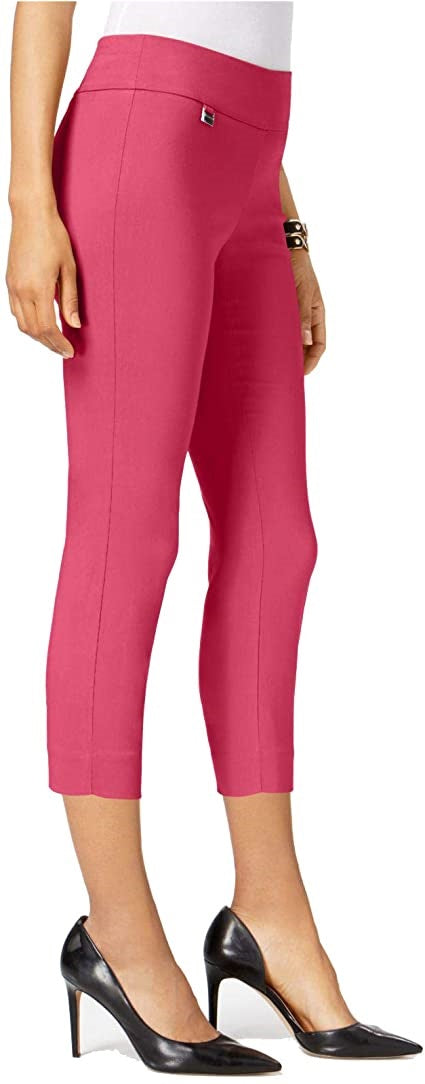 Alfani Women's Tummy Control Pull On Capri Pants Pink Size 14 Petite