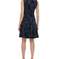 Tommy Hilfiger Women's Petite Flocked Velvet Fit & Flare Dress Black Size 2 P