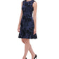Tommy Hilfiger Women's Petite Flocked Velvet Fit & Flare Dress Black Size 2 P