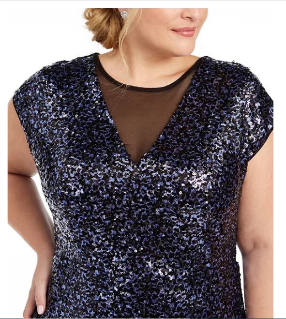 Teeze Me Women's Trendy Plus Sequin Dress Navy Size 20