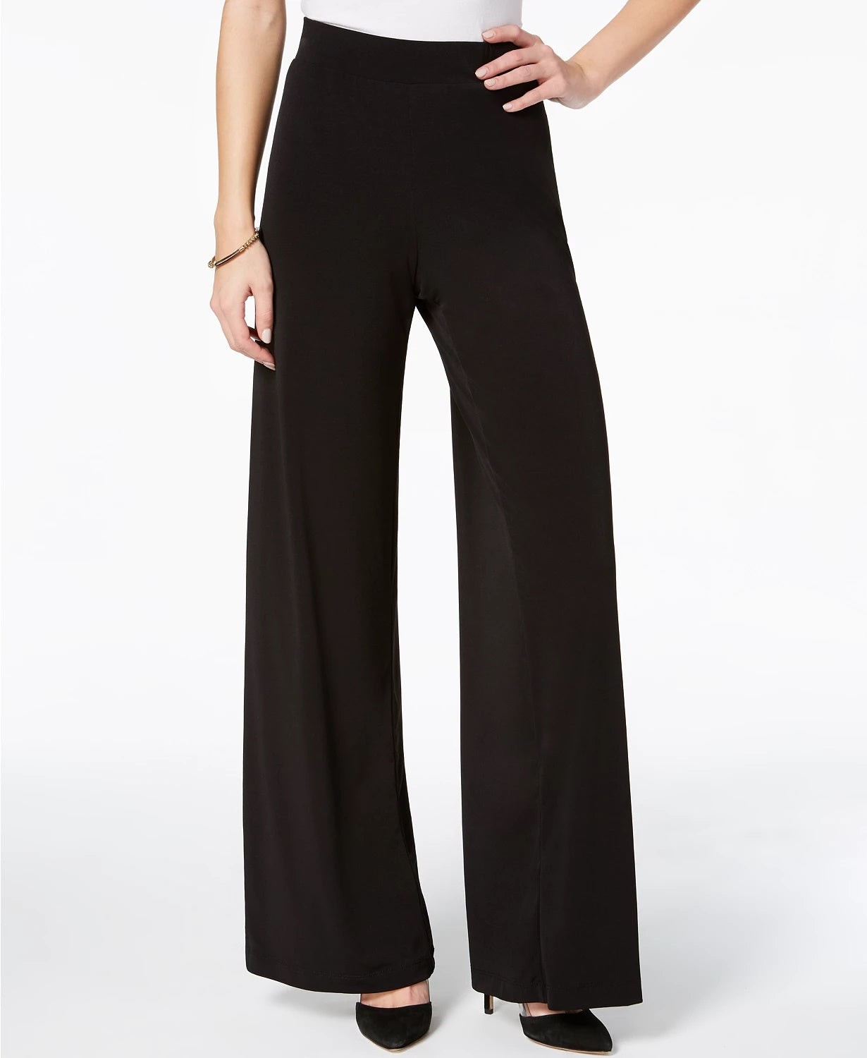 NY Women's Collection Petite Wide-Leg Palazzo Black Size Petite Small