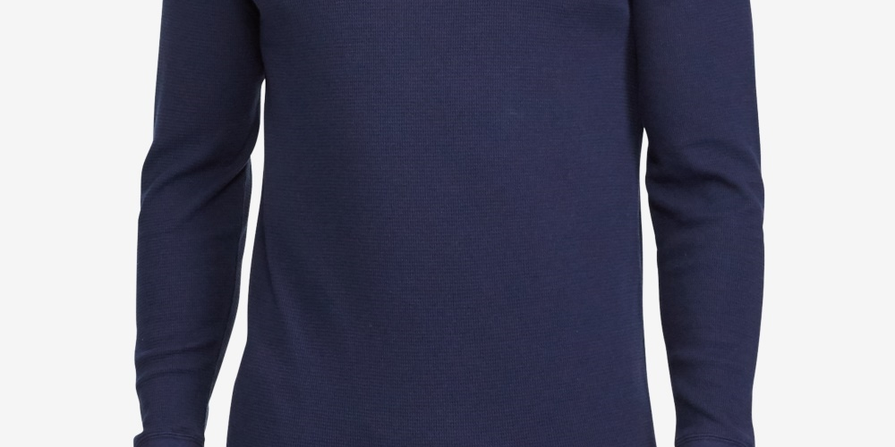 Ralph Lauren Men's Waffle Knit Thermal Pajama Shirt Blue
