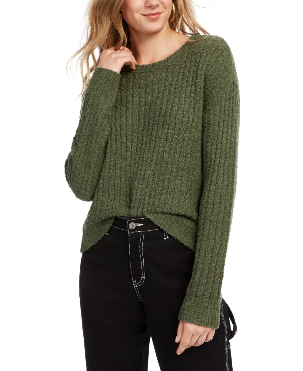 Almost Famous Crave Fame Juniors' Ribbed Cropped Sweater Green Size X-Small