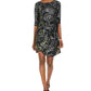 Robbie Bee Women's Printed Jewel Neck Cocktail Dress Black Size Petite Small