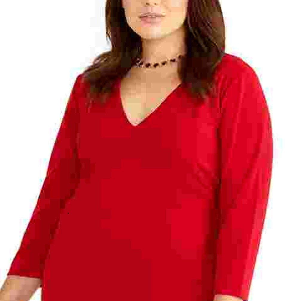 Rachel Roy Women's Plus Elle Ruffle Hem Bright Red Size 16W
