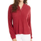 Ultra Flirt Juniors' Ribbed Henley Hoodie Dark Red Size X-Small