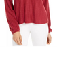 Ultra Flirt Juniors' Ribbed Henley Hoodie Dark Red Size X-Small